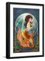 Mermaid (Orange Tail)-Lantern Press-Framed Art Print