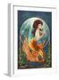 Mermaid (Orange Tail)-Lantern Press-Framed Art Print