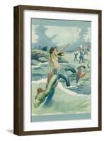 Mermaid Riding Sea Serpent-null-Framed Art Print