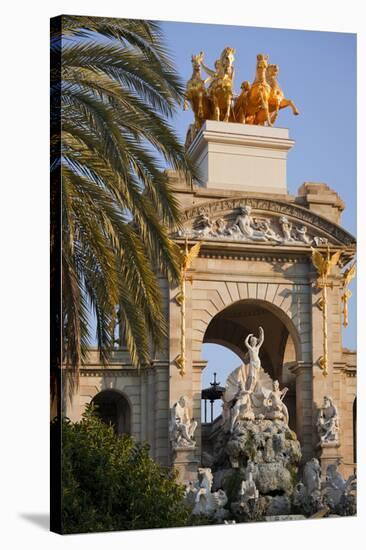 Mermaid sculpture on a fountain in the Parc de la Ciutadella in Barcelona, Catalonia, Spain-null-Stretched Canvas