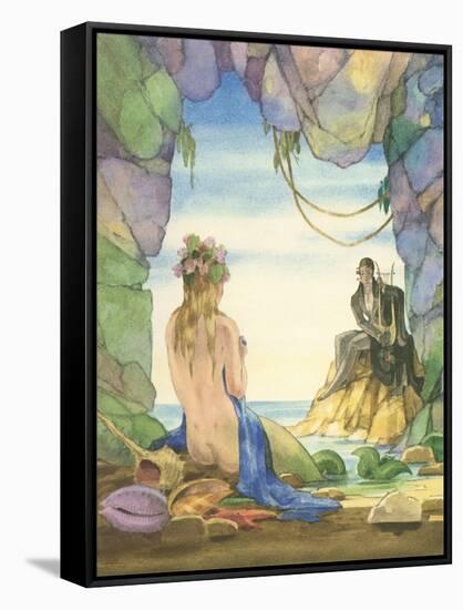 Mermaid Talking to Witch-null-Framed Stretched Canvas