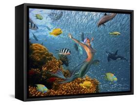 Mermaid Time-Ata Alishahi-Framed Stretched Canvas