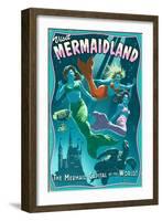 Mermaid - Vintage Sign-Lantern Press-Framed Art Print