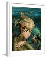 Mermaid with a Crown of Shells and Fish Angelfish-Lilun-Framed Photographic Print