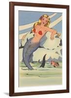 Mermaid with Fish-null-Framed Art Print