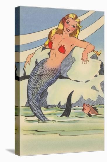 Mermaid with Fish-null-Stretched Canvas