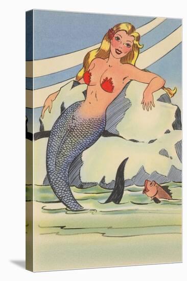 Mermaid with Fish-null-Stretched Canvas