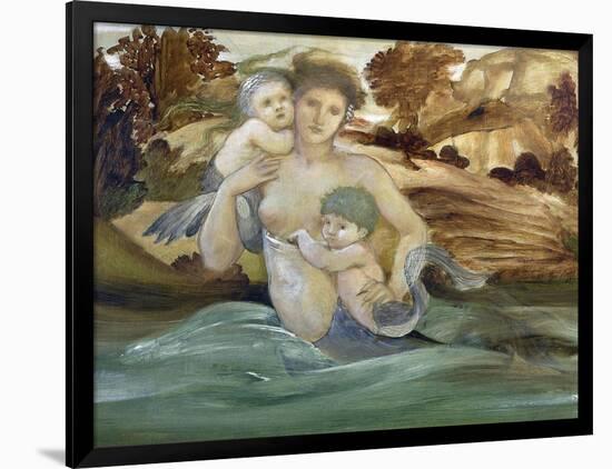 Mermaid With Her Offspring-Edward Burne-Jones-Framed Art Print