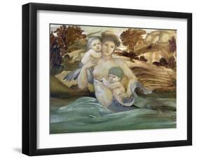 Mermaid With Her Offspring-Edward Burne-Jones-Framed Art Print