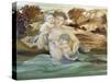 Mermaid with Her Offspring-Edward Burne-Jones-Stretched Canvas