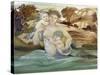 Mermaid with Her Offspring-Edward Burne-Jones-Stretched Canvas