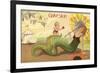 Mermaid with Parasol, Galveston, Texas-null-Framed Premium Giclee Print