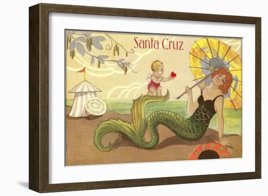 Mermaid with Parasol, Santa Cruz, California-null-Framed Art Print