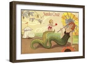 Mermaid with Parasol, Santa Cruz, California-null-Framed Art Print