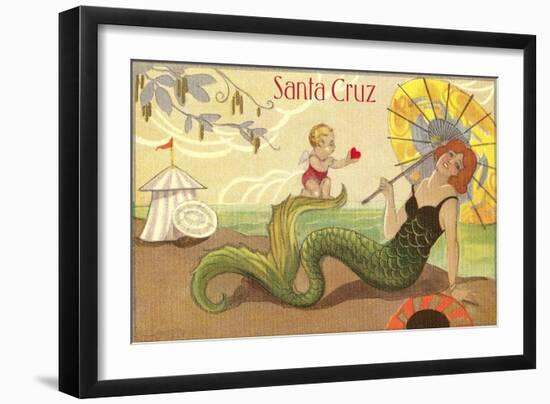 Mermaid with Parasol, Santa Cruz, California-null-Framed Art Print