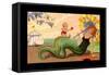 Mermaid With Parasol-Carlo Chiostri-Framed Stretched Canvas