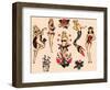 Mermaids and Dancers, Authentic Mid-Century Tattoo Flash by Norman Collins, aka, Sailor Jerry-Piddix-Framed Art Print