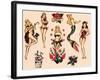 Mermaids and Dancers, Authentic Mid-Century Tattoo Flash by Norman Collins, aka, Sailor Jerry-Piddix-Framed Art Print