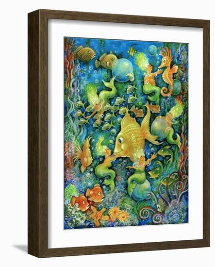 Mermaids and Gold Fish-Bill Bell-Framed Giclee Print