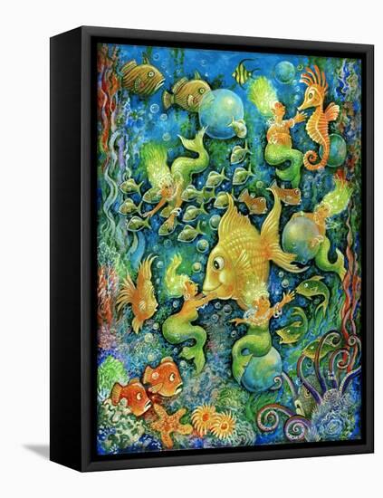 Mermaids and Gold Fish-Bill Bell-Framed Stretched Canvas
