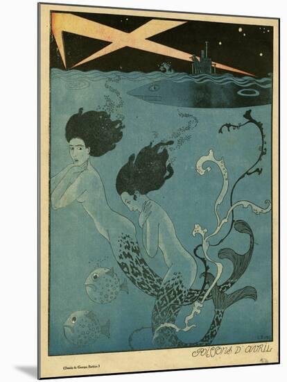 Mermaids and U-Boats-Georges Barbier-Mounted Premium Giclee Print