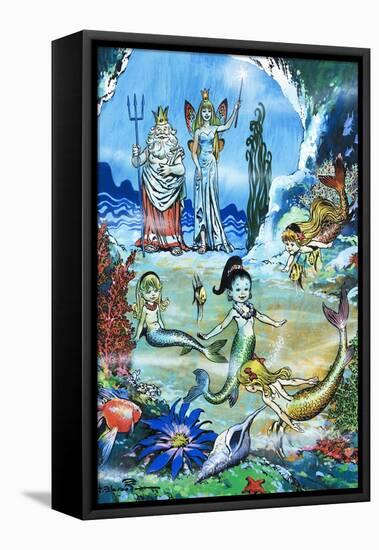 Mermaids at Play-Jesus Blasco-Framed Stretched Canvas