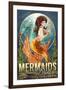 Mermaids Drink for Free-Lantern Press-Framed Art Print