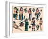 Mermaids & Ladies  Authentic Mid-Century Tattoo Flash-null-Framed Art Print