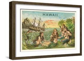 Mermaids with Shipwreck-null-Framed Art Print