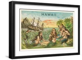 Mermaids with Shipwreck-null-Framed Art Print