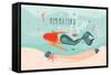 Mermazing Chill - Mermaid Illustration-Helter skelter-Framed Stretched Canvas