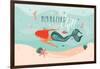 Mermazing Chill - Mermaid Illustration-Helter skelter-Framed Art Print