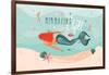 Mermazing Chill - Mermaid Illustration-Helter skelter-Framed Art Print