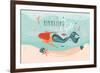 Mermazing Chill - Mermaid Illustration-Helter skelter-Framed Art Print