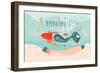 Mermazing Chill - Mermaid Illustration-Helter skelter-Framed Premium Giclee Print