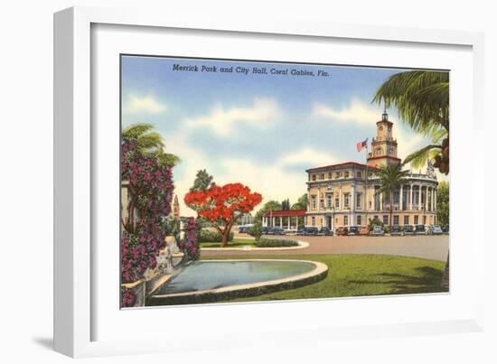 Merrick Park, City Hall, Coral Gables, Florida-null-Framed Art Print