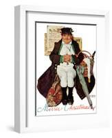 "Merrie Christmas" or Muggleston Coach, December 17,1938-Norman Rockwell-Framed Giclee Print