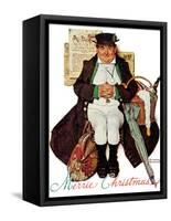 "Merrie Christmas" or Muggleston Coach, December 17,1938-Norman Rockwell-Framed Stretched Canvas