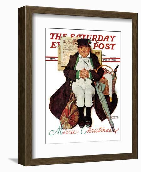 "Merrie Christmas" or Muggleston Coach Saturday Evening Post Cover, December 17,1938-Norman Rockwell-Framed Giclee Print