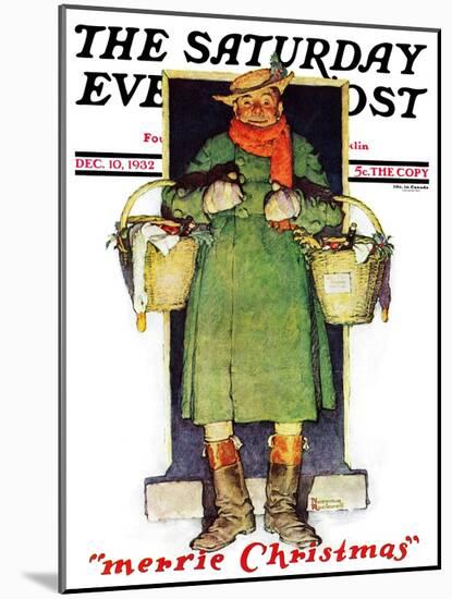 "Merrie Christmas" Saturday Evening Post Cover, December 10,1932-Norman Rockwell-Mounted Giclee Print