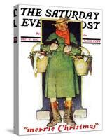 "Merrie Christmas" Saturday Evening Post Cover, December 10,1932-Norman Rockwell-Stretched Canvas