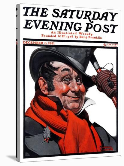 "Merrie Christmas" Saturday Evening Post Cover, December 3,1921-Norman Rockwell-Stretched Canvas