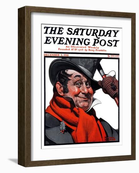 "Merrie Christmas" Saturday Evening Post Cover, December 3,1921-Norman Rockwell-Framed Giclee Print