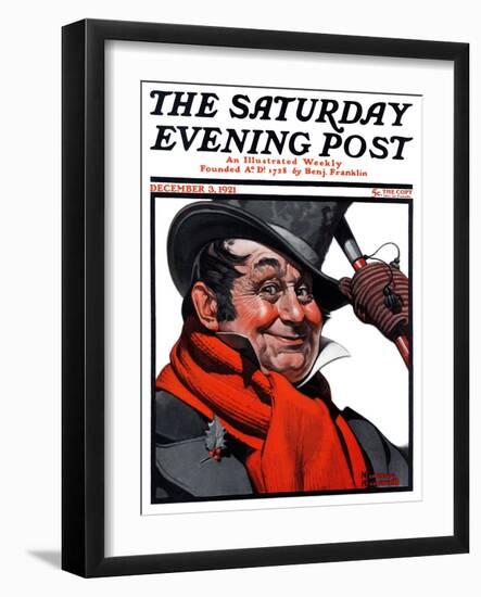 "Merrie Christmas" Saturday Evening Post Cover, December 3,1921-Norman Rockwell-Framed Giclee Print