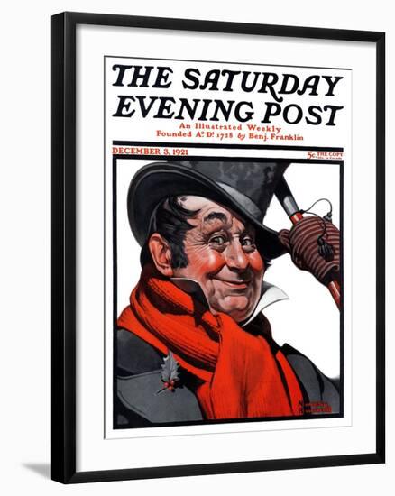 "Merrie Christmas" Saturday Evening Post Cover, December 3,1921-Norman Rockwell-Framed Giclee Print