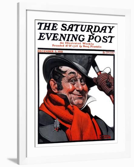 "Merrie Christmas" Saturday Evening Post Cover, December 3,1921-Norman Rockwell-Framed Giclee Print