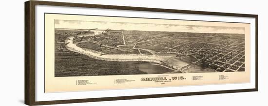 Merrill, Wisconsin - Panoramic Map-Lantern Press-Framed Premium Giclee Print