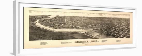 Merrill, Wisconsin - Panoramic Map-Lantern Press-Framed Premium Giclee Print