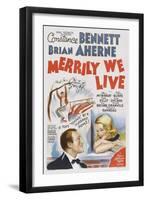 Merrily We Live, from Left: Brian Ahern, Constance Bennett, 1938-null-Framed Art Print