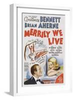 Merrily We Live, from Left: Brian Ahern, Constance Bennett, 1938-null-Framed Art Print